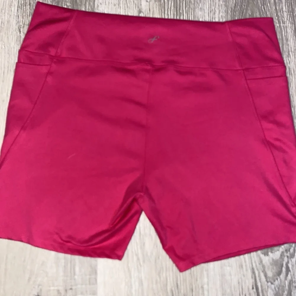 Freely Womens Pocket Bike Shorts‎ Plus Size 2X Hot Pink Activewear Academy